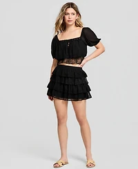 And Now This Women's Chiffon Lace Mini Skirt, Macy's Exclusive