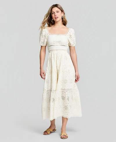 And Now This Petite Puff-Sleeve Embroidered Dress, Macy's Exclusive