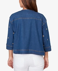 Ruby Rd. Petite Grommet Detail Stretch Denim Jacket
