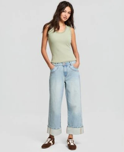 Now This Womens Seamed Cuff Wide Leg Jeans Macys Exclusive