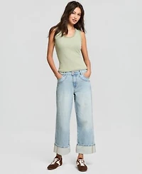 Now This Womens Seamed Cuff Wide Leg Jeans Macys Exclusive