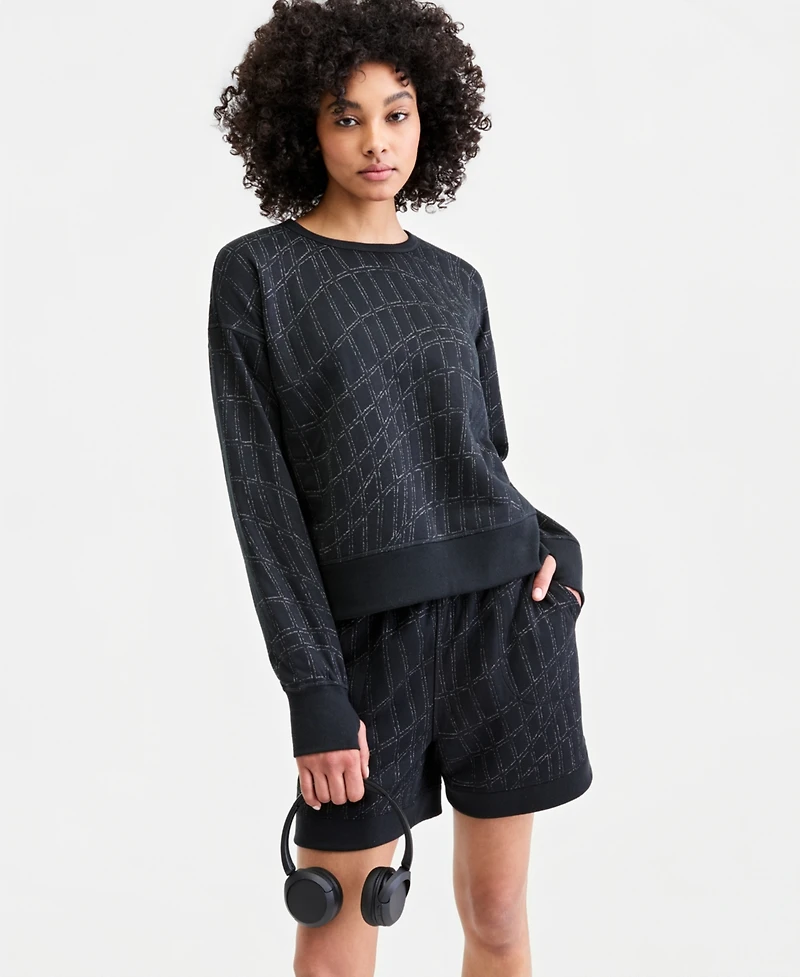 Id Ideology Women's Quilted Reversible Crewneck Sweatshirt, Macy's Exclusive