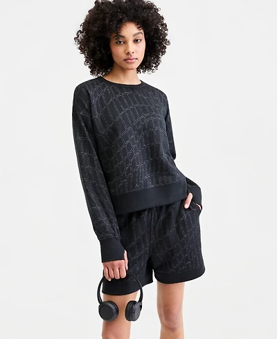 Id Ideology Women's Quilted Reversible Crewneck Sweatshirt, Macy's Exclusive