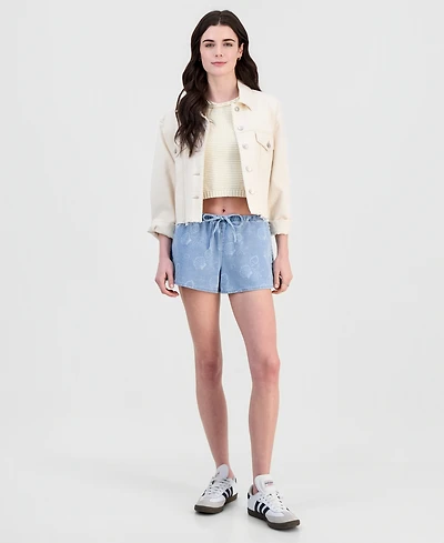 Vanilla Star Juniors' Seashell-Print Drawstring Shorts