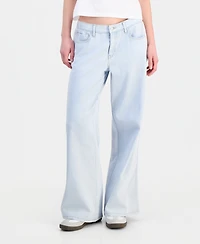Vanilla Star Juniors' Embroidered Wide-Leg Jeans