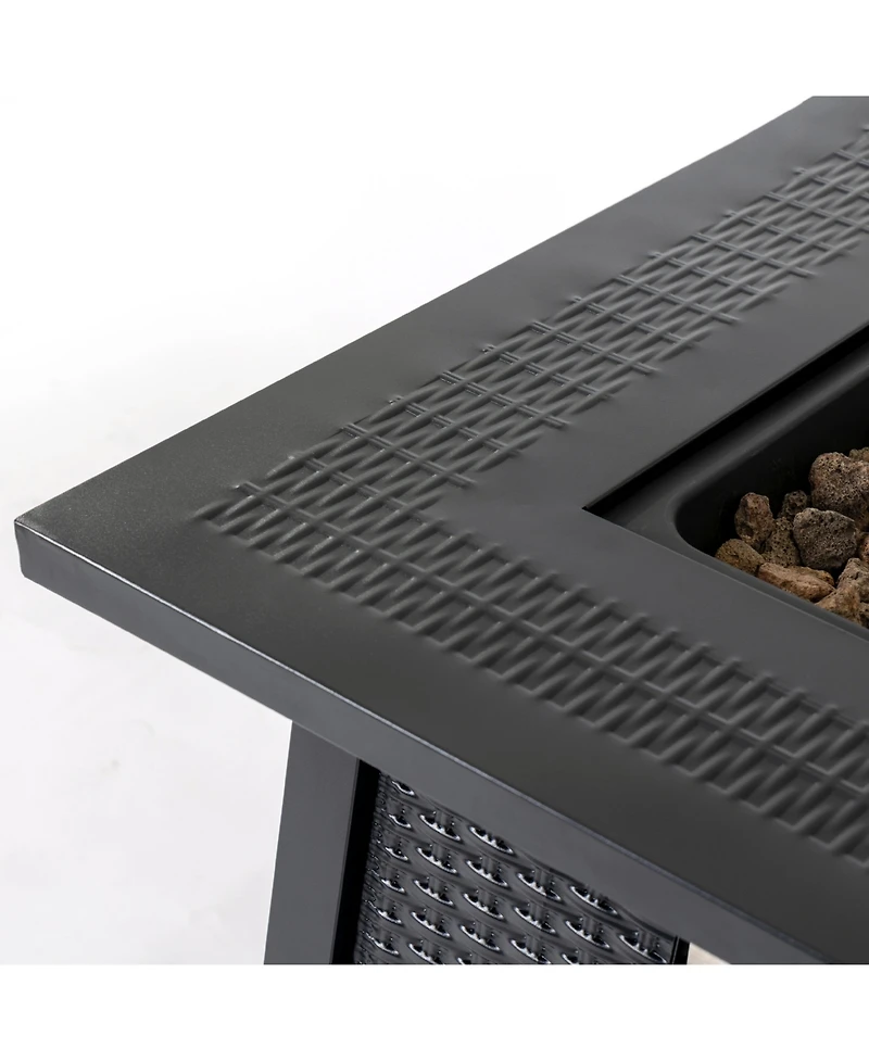 Flynama 28 Inch Iron Square Propane Fire Pit Table 50000 Btu Adjustable Flame Multi Purpose Outdoor Patio Table