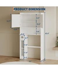 Homfan 65.4" h Bathroom Organizer with Double Doors, Adjustable Shelves, for Small Bathrooms