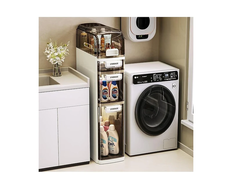 Homfan 4 Tier 30.7" h Bathroom Storage Cabinet, Slim Floor Cabinet for Living Room Bedroom