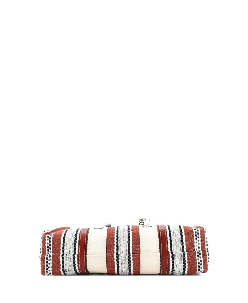 Pre-Owned Chloe Large Woody Tote Striped Linen
