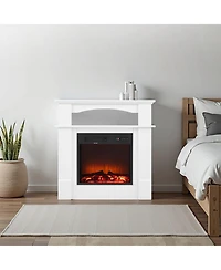 Sugift 33" Freestanding Electric Fireplace Stove Heater with Mantel 1500W