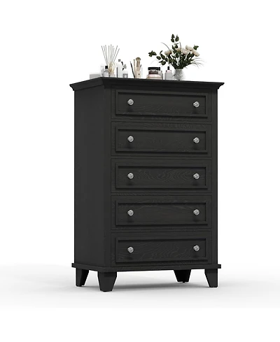 gaomon Dresser for Bedroom, 48" Tall 5-Drawer Chest of Drawers, Vintage Wooden Storage Closet, Living Room, or Hallway