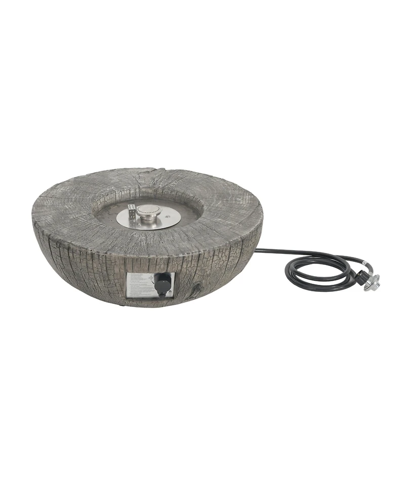 Flynama 30000 Btu Patio Mgo Propane Fire Pit Light Grey Round Design Adjustable Flame No Assembly Required