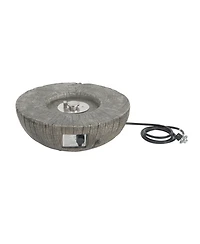 Flynama 30000 Btu Patio Mgo Propane Fire Pit Light Grey Round Design Adjustable Flame No Assembly Required