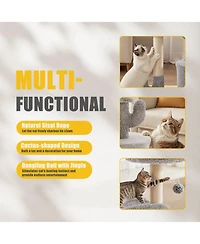 Zeus & Ruta 33" Small Cat Tree Tower: Scratching Post with Curved Bed