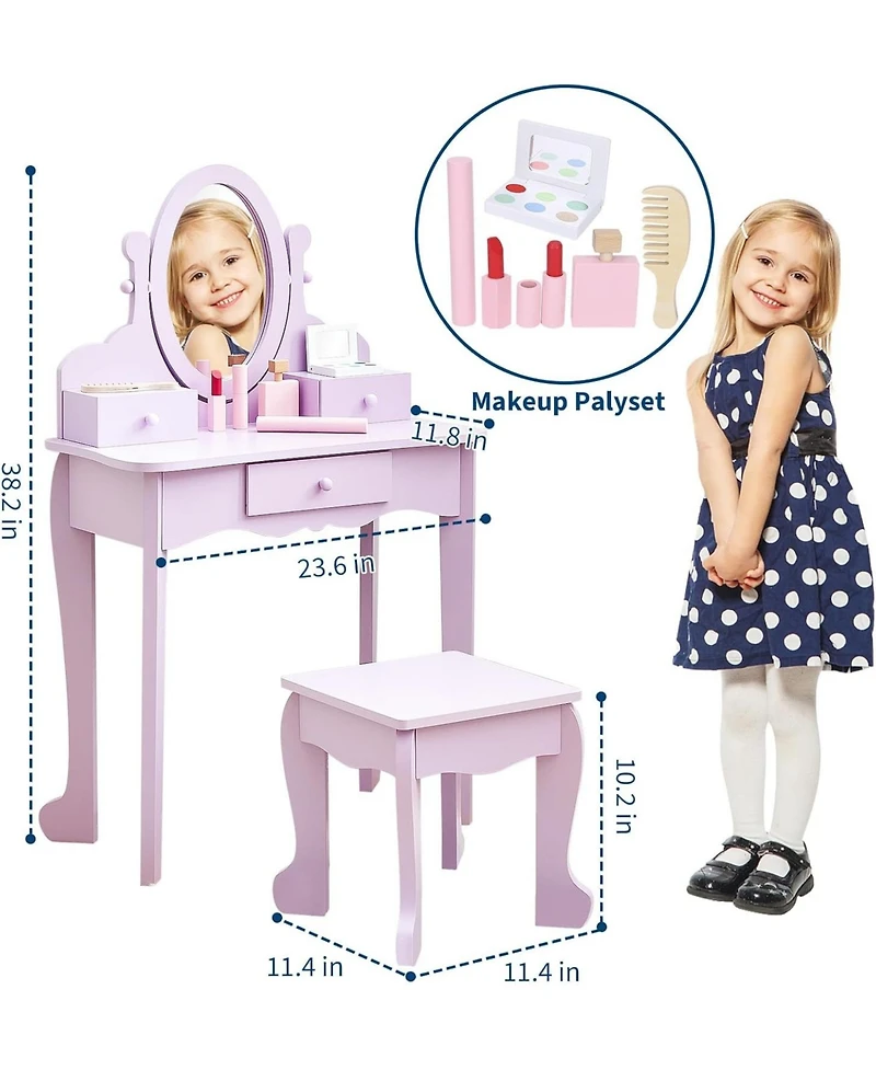 Gaomon Kids Vanity Set Mirror and Drawers