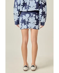 English Factory Women's Fuzzy Flower Mini Skirt