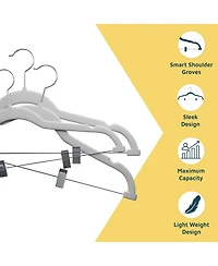 Lifemaster Velvet Skirt Hangers, Adjustable Clips, 360° Swivel Hook, Non-Slip Shoulder Notch, Holds 10 lbs