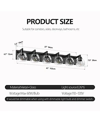 Busdays Bathroom Vanity Light Fixtures, 6-Light Bathroom Light Fixtures Over Mirror, Wall Lighting with Glass Shade for Living Room, Bedroom, Hallway