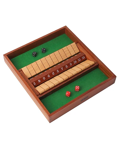 Gse Games & Sports Expert 2-Player Wooden Shut The Box 12 Numbers Dice Game Board with Red/Black Dices, Popular English Game