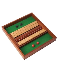Gse Games & Sports Expert 2-Player Wooden Shut The Box 12 Numbers Dice Game Board with Red/Black Dices, Popular English Game