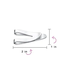 Bling Jewelry Set of 2 Silver Black V-Shaped Money Clip Card Holder Brushed Stainless Steel