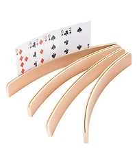 Gse Games & Sports Expert Set of 4 Playing Cards Holders, Wooden Curved Playing Card Racks for Kids