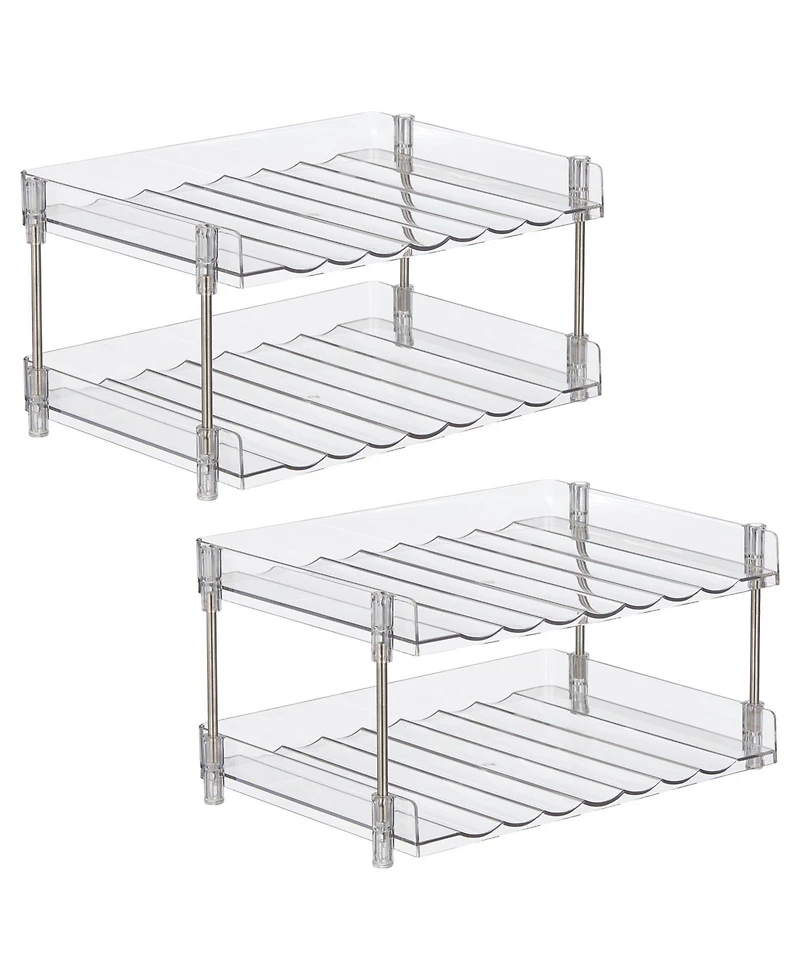 mDesign Free-Stand Stackable 2-Tier Water Bottle Holder, 2 Pack, Clear/Polished