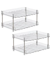 mDesign Free-Stand Stackable 2-Tier Water Bottle Holder, 2 Pack, Clear/Polished