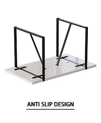 Streamdale Furniture 55" Modern Rural Industrial White Dining Table with Black Metal Legs