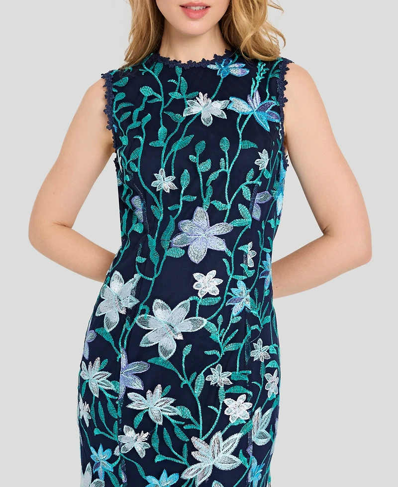 Tahari Asl Petite Round Neck Sleeveless Dress