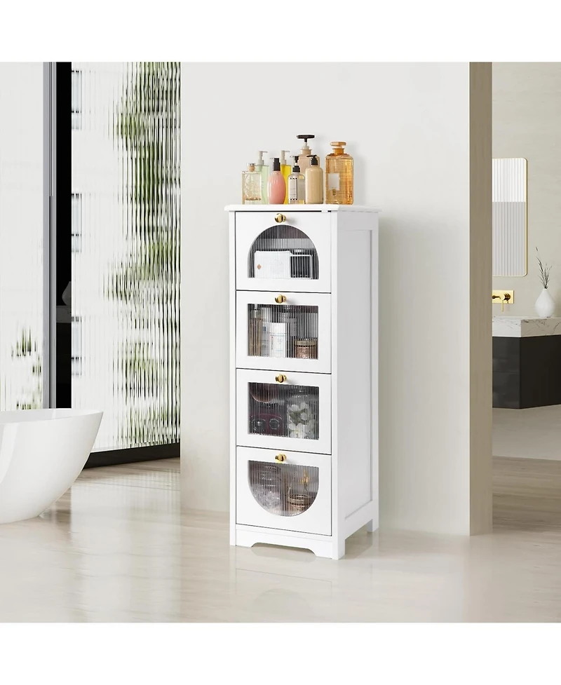 gaomon Small Bathroom Floor Cabinet, Freestanding Bathroom Organizer and Storage Cabinet with 4 Drawers