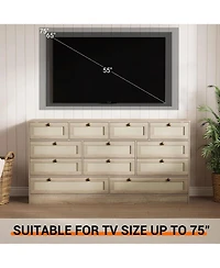 gaomon 12 Drawer Wood Dressers for Bedroom, Wooden Adult Modern Tv Stand Dresser 65 inch Tv, 61'' Wide Chest of Drawers