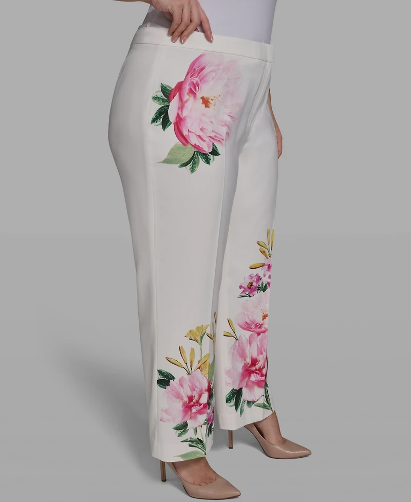 Karl Lagerfeld Paris Plus Placed Floral Wide Leg Pants