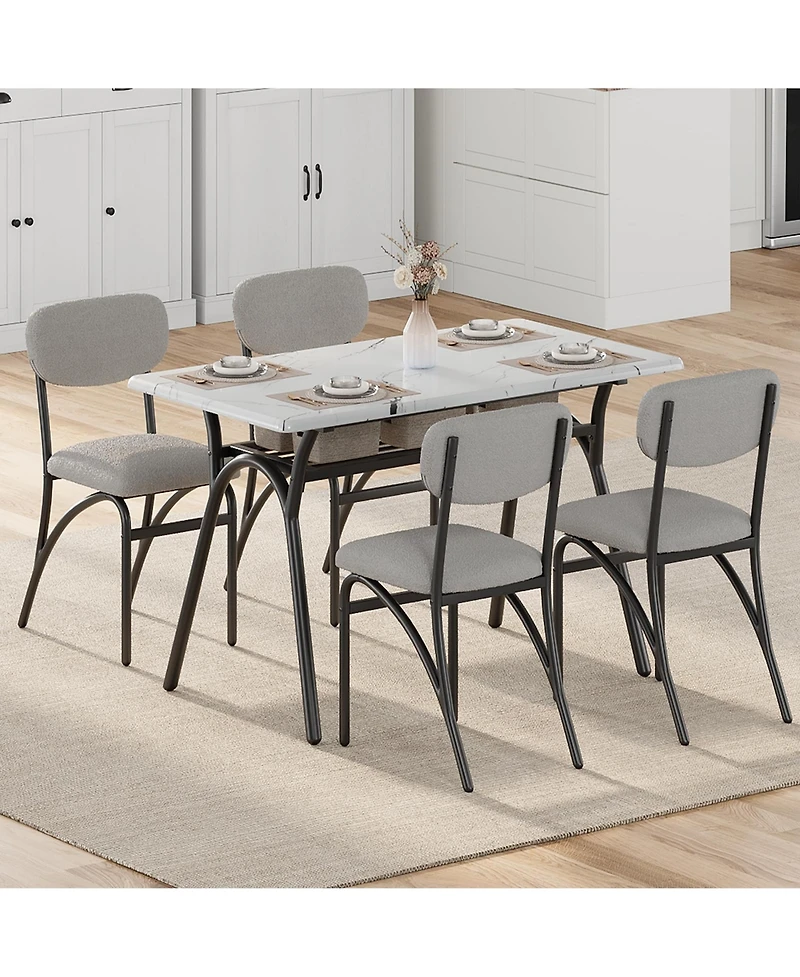 gaomon Set of 4 Modern Boucle Upholstered Dining Chairs, Metal Legs Seating for Kitchen Dining Room & Living Room