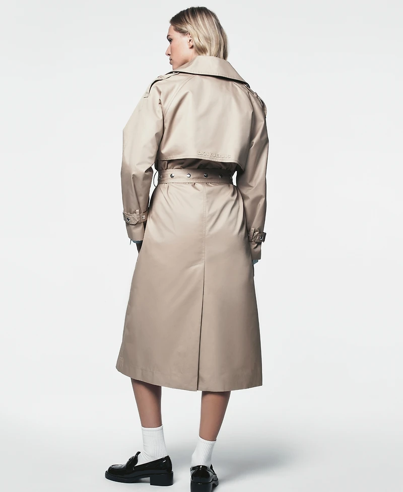 Dkny Jeans Women's Long Double-Breasted Trench Belt Coat