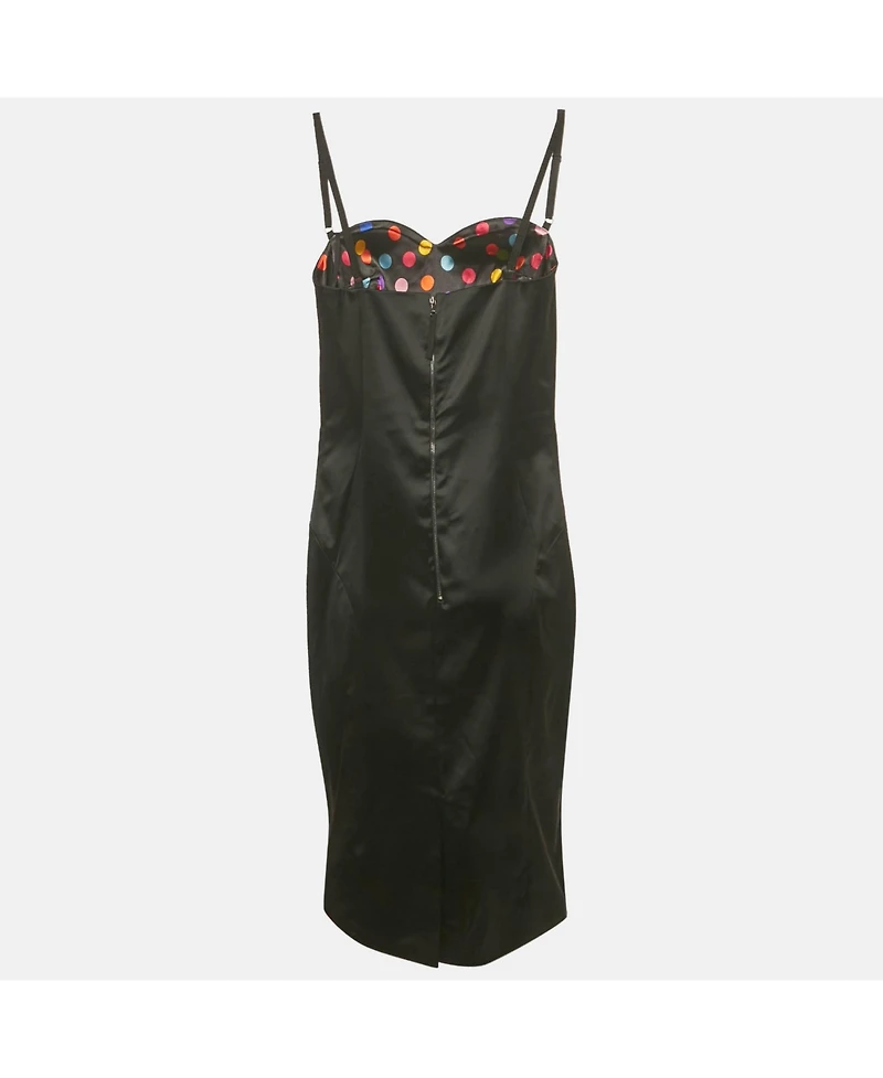 Pre-Owned D&g Womens Black Satin Strappy Sheath Dress