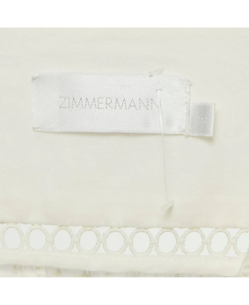 Pre-Owned Zimmermann Womens Cream Zephyr Broderie Cotton Plunge Neckline Mini Dress