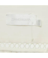 Pre-Owned Zimmermann Womens Cream Zephyr Broderie Cotton Plunge Neckline Mini Dress