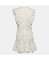 Pre-Owned Zimmermann Women's White Linen Wayfarer Flutter Dress