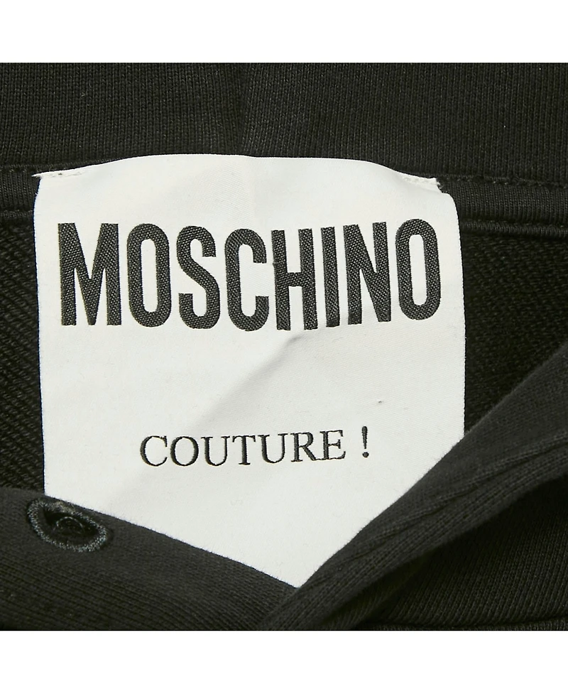 Pre-Owned Moschino Womens Couture Black Logo Print Cotton Oversized Hoodie