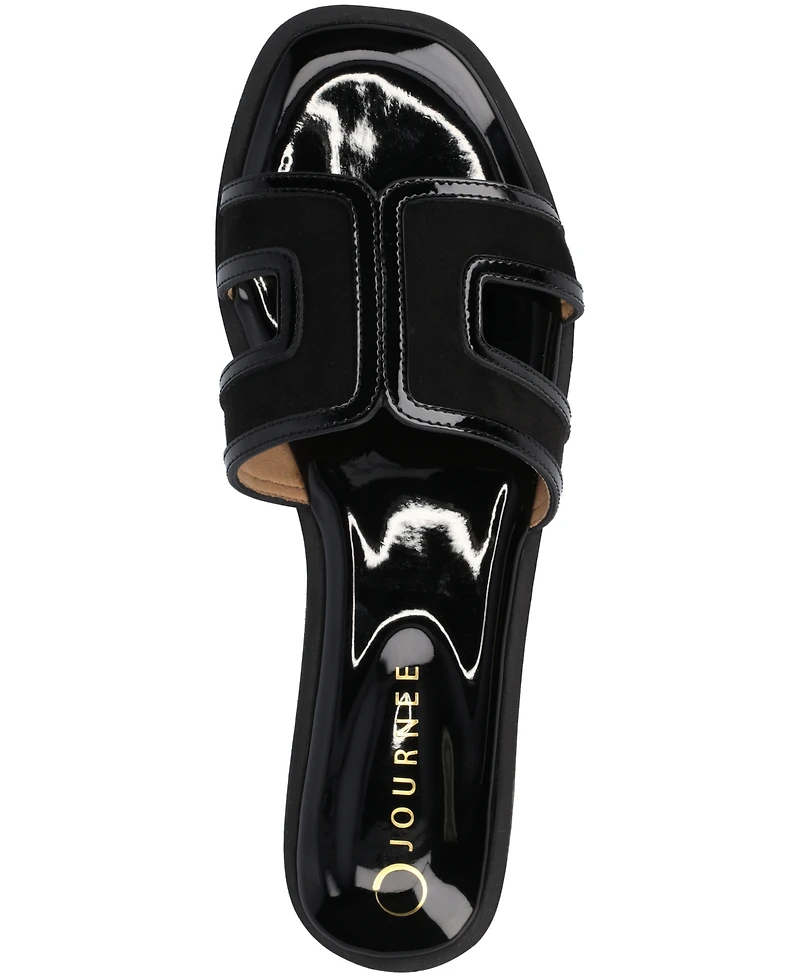 Journee Collection Womens Primah "H" Band Medium and Wide Width Slip On Flat Sandals