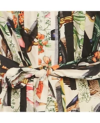 Pre-Owned Burberry Women's Multicolor Printed Silk Button Front Belted Long Dress