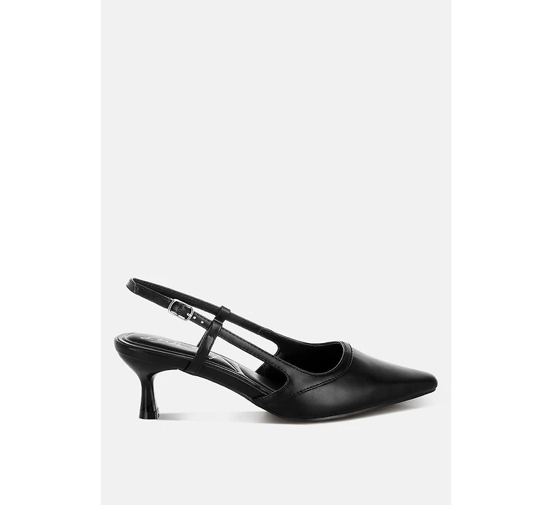 London Rag Womens Luxton Slingback Pin Buckle Kitten Heels