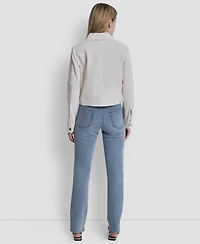 Dkny Women's Collared Twill Trucker Jacket