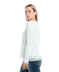 Wilt Clothing Women's V-Neck Mixed Media Long Sleeve