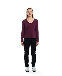 Wilt Clothing Women's V-Neck Long Sleeve Mixed Media Tee