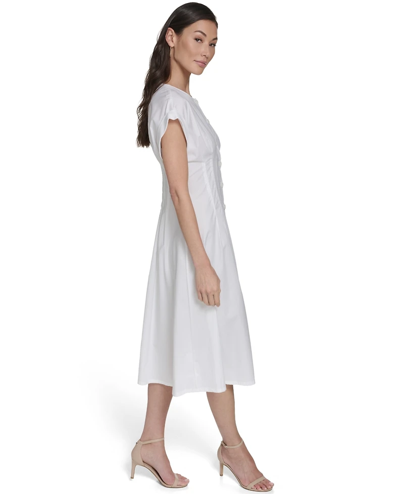 Calvin Klein Women's Button Down A-Line Midi Dress