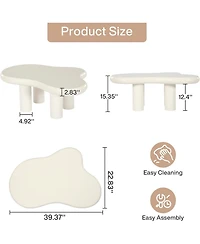 Tribesigns 46.4" White Cloud Coffee Table, Irregular Center Tea Table
