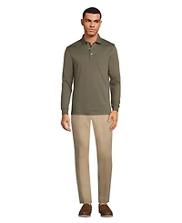 Lands' End Men's Long Sleeve Cotton Supima Polo Shirt with Pocket
