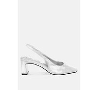 London Rag Women's Amberin Crinkled Metallic Slingback Heels